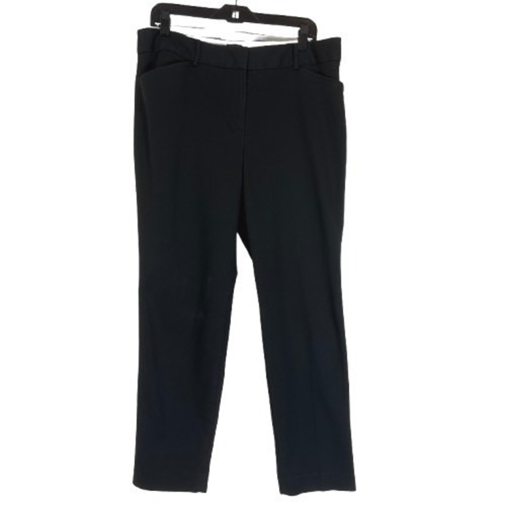 Talbots Hampshire Ankle Pants Black Cotton Stretch Slim Trousers Preppy Size 12